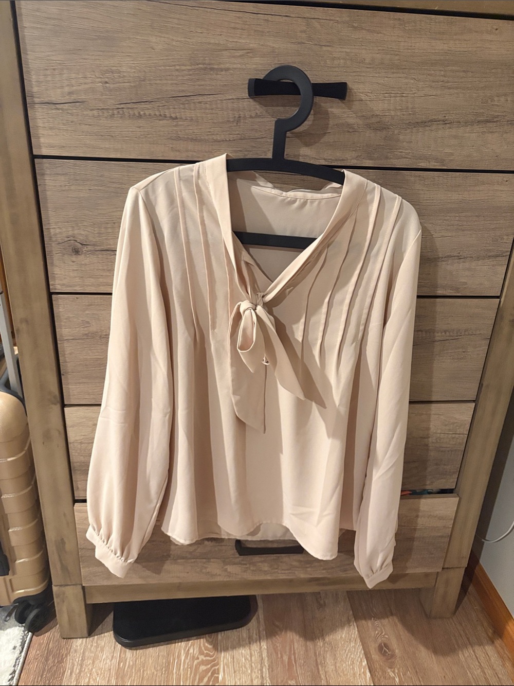 Tie-Neck Long Sleeve Blouse - Cream